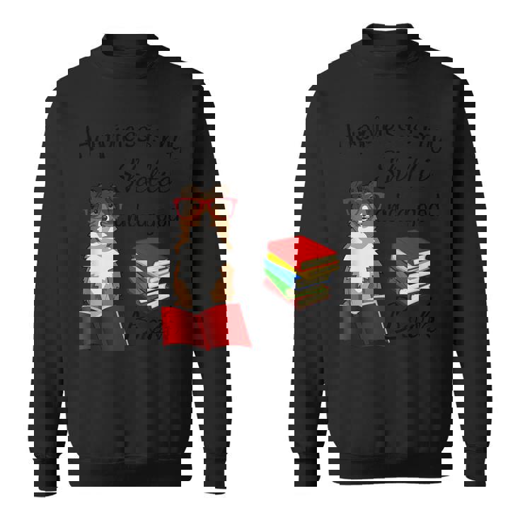 キュート・ハピネス・イズ・シェルティー・アンド・ブックス・シェルティー・マム スウェットシャツ