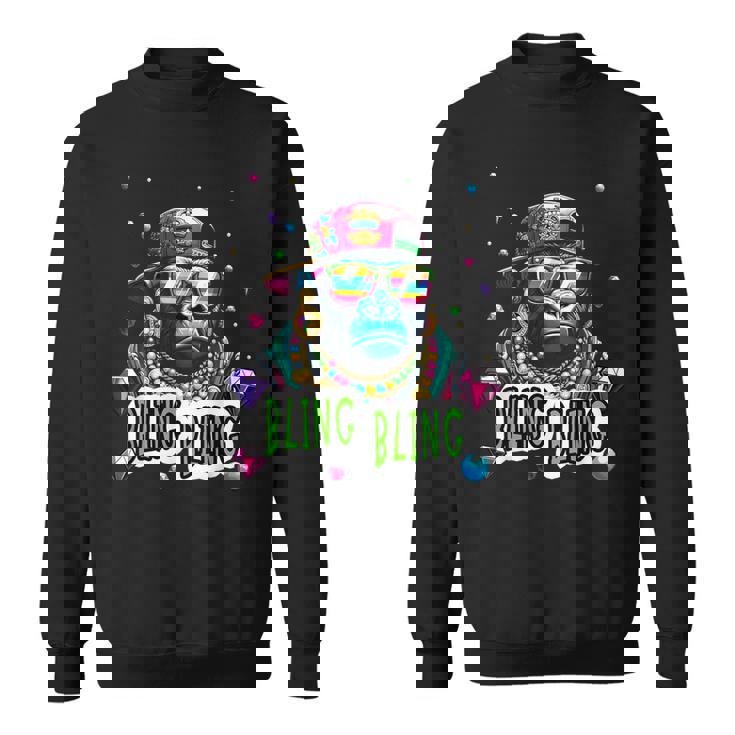 キラキラ光るクールなゴリラとジュエルヒップホップアートギャングスター スウェットシャツ