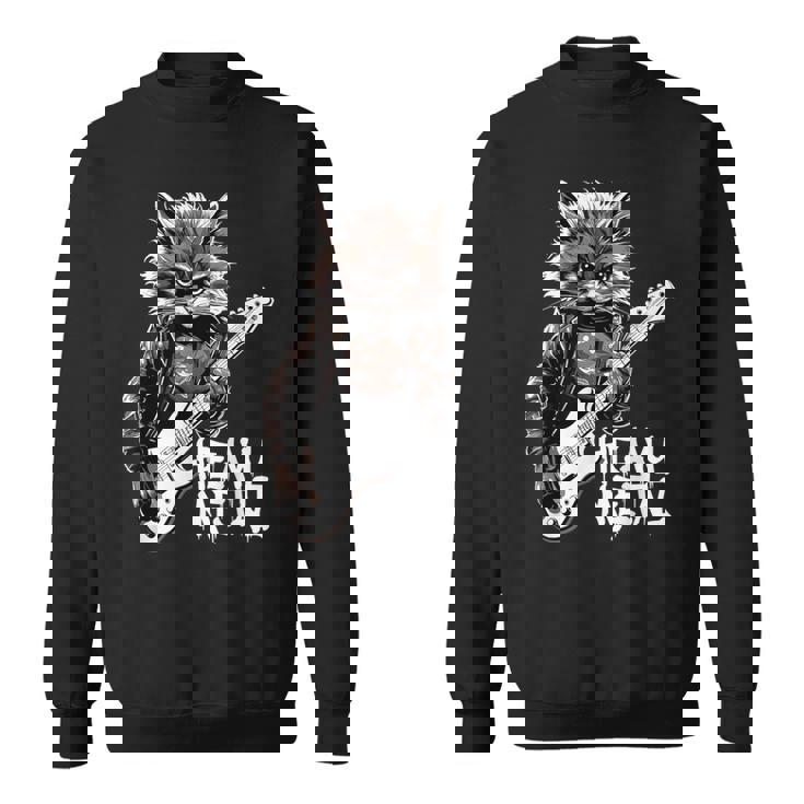 ギターを弾く猫 ヘヴィメタル ロックキャット おもしろギタリスト スウェットシャツ