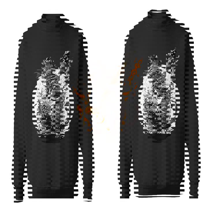 ギターを持った猫 ロックミュージックキャット ヘヴィメタルキャット スウェットシャツ