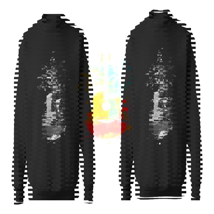 ギタープレーヤー ヤシの木 レゲエ 音楽 ギタリスト ミュージシャン 長袖tシャツ スウェットシャツ