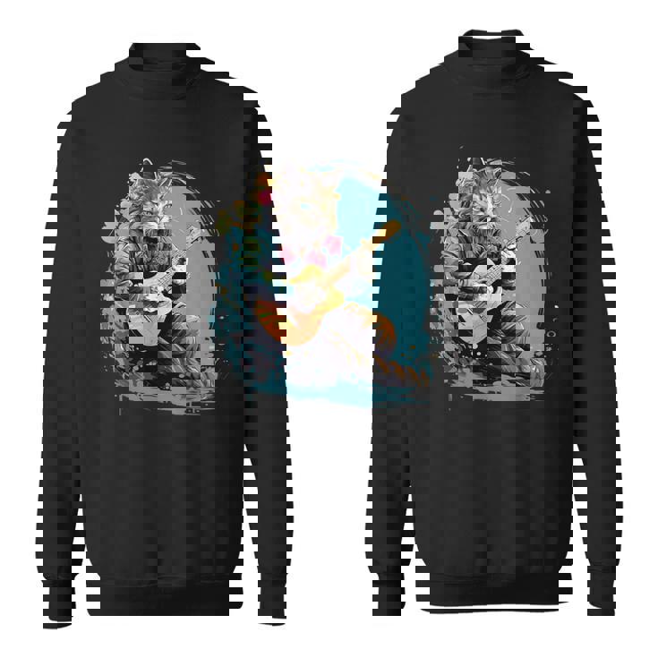 クラシックギターを弾く猫 猫 ギター 音楽 スウェットシャツ