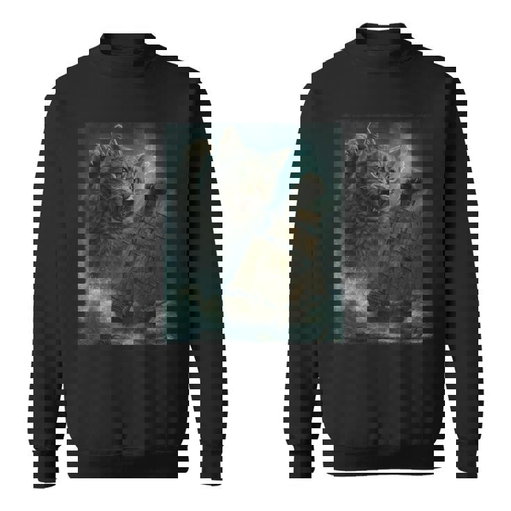 クラーケンの海の怪獣が海に潜る海賊船を襲う巨大猫 スウェットシャツ