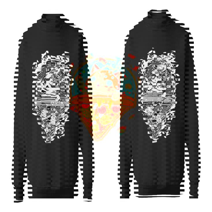 クレイジー ペパロニ ピザ キャット カルツォーネ トラ猫 ファーストフードの子猫 スウェットシャツ