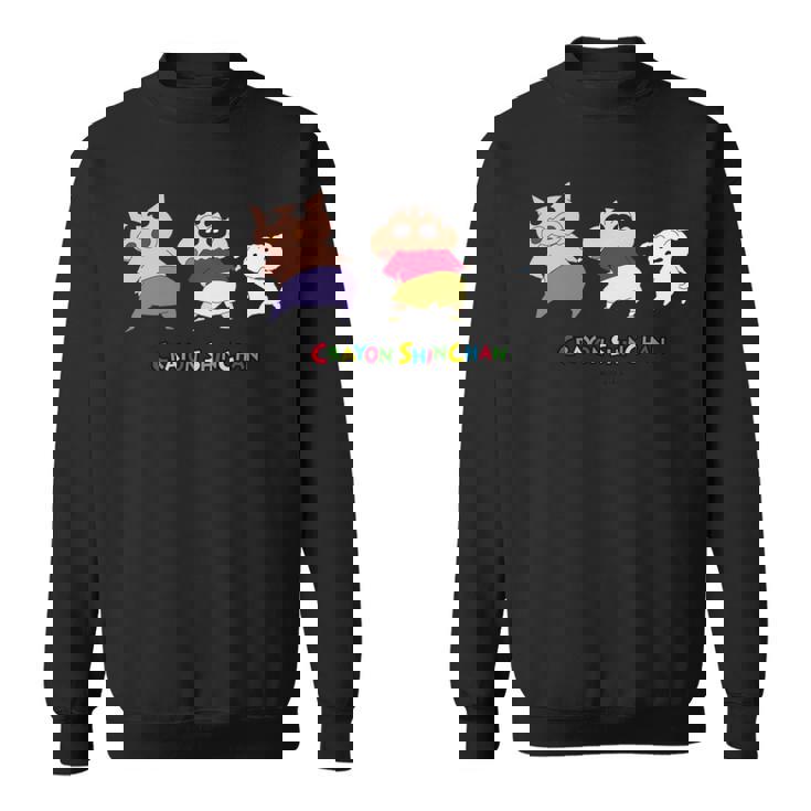 クレヨンしんちゃん 振り向き「ぶりぶり＆しんちゃん＆シロ」 長袖tシャツ スウェットシャツ