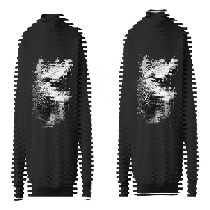 クロコダイル ワニの肖像画 爬虫類 カラフル アニマルプリント スウェットシャツ