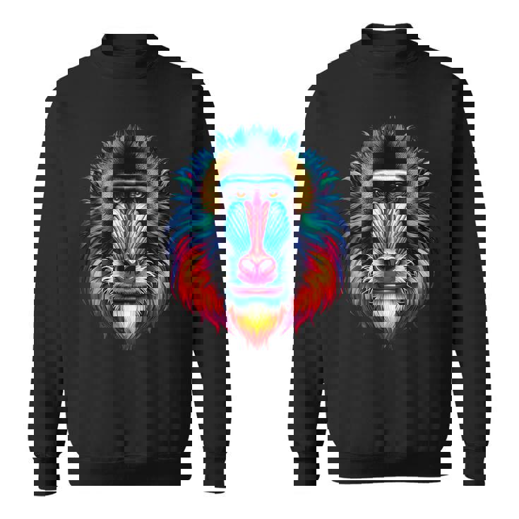 クール マンドリル 猿の精霊 動物 イラスト 絞り染め アート スウェットシャツ