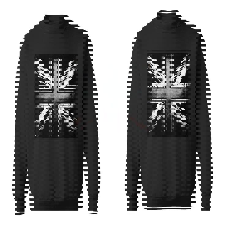 クールで素朴な風化ユニオンジャック モノクロ スウェットシャツ