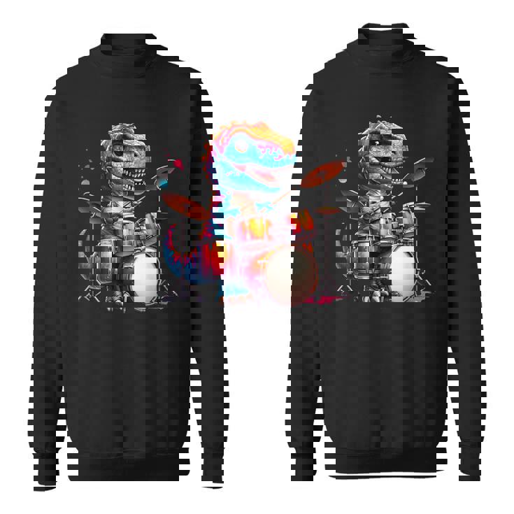 クールなt-Rex恐竜ドラマー音楽バンドデザイン。 スウェットシャツ