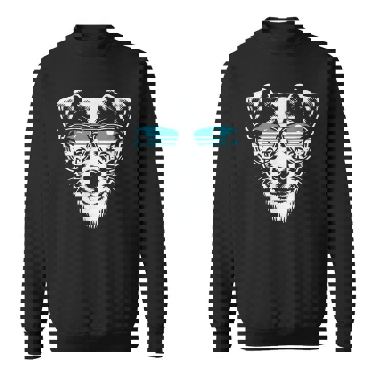 クールなジャック ラッセル テリア犬サングラス グラフィック デザイン スウェットシャツ