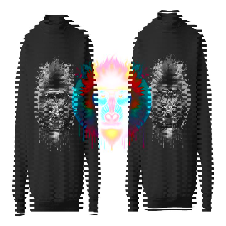 クールなタイダイサングラスマンドリルイラストアート スウェットシャツ