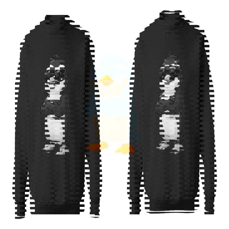 クールなペンギン漫画面白い動物サングラス付き スウェットシャツ