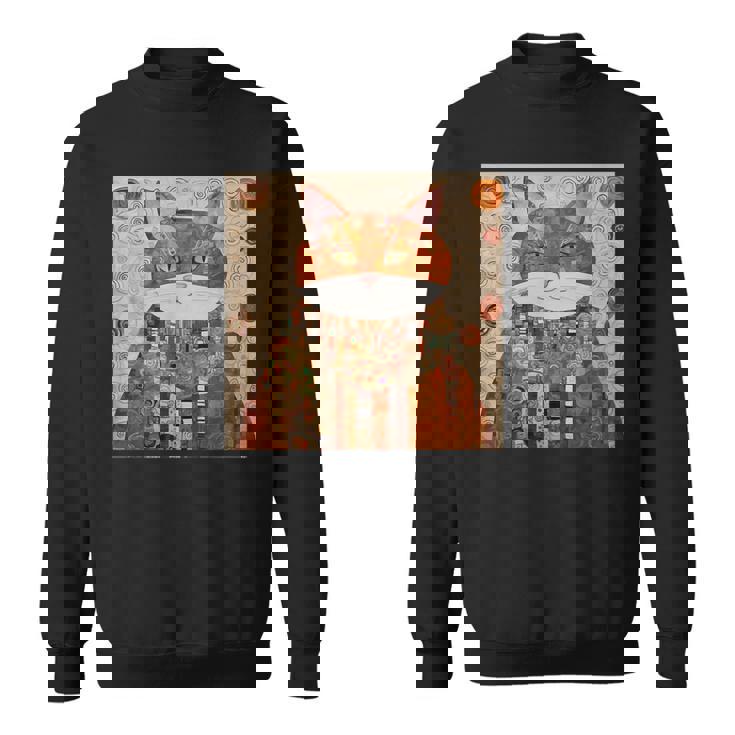 グスタフ・クリムト 幾何学模様の猫 スウェットシャツ