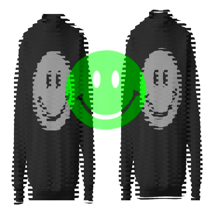 グリーン スマイリーフェイス レトロ グリーン ハッピーフェイス スウェットシャツ