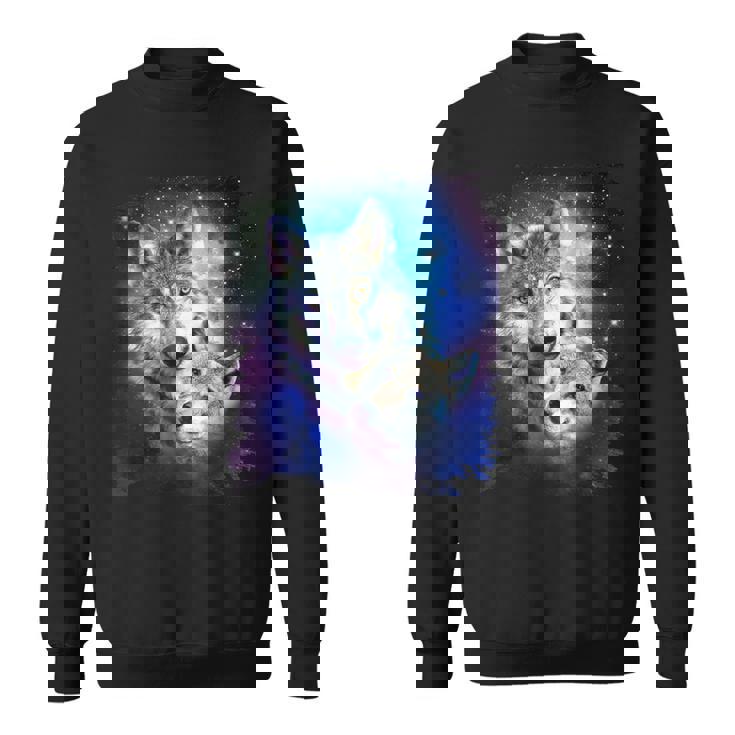 コズミックスペース オオカミ 家族 オオカミ 顔 スウェットシャツ