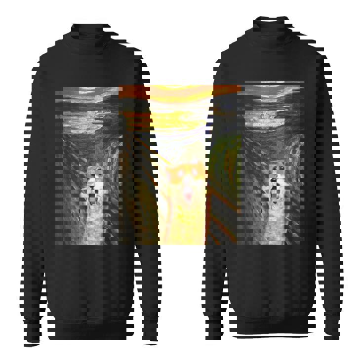 コーギー 面白いtシャツ 犬 ムンクの叫び かわいい メンズ 子供 おもしろ 服 ネタ わんこ スウェットシャツ