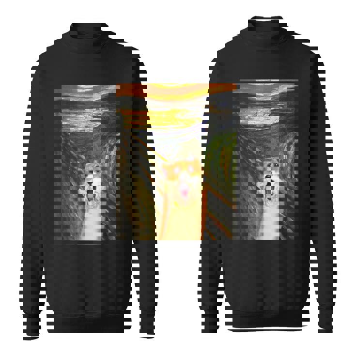 コーギー 面白いtシャツ 犬 ムンクの叫び かわいい メンズ 子供 おもしろ 服 グッズ ネタ わんこ スウェットシャツ