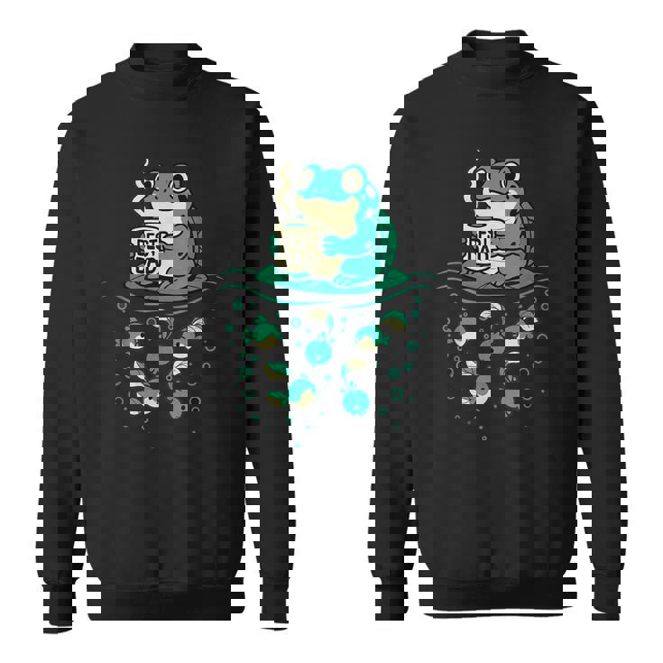 コーヒーとオタマジャクシのアートで面白い最高のお父さんカエル スウェットシャツ