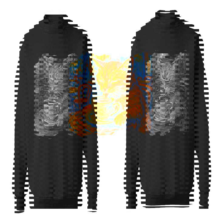 ゴッホ 猫 絵画 面白い 芸術的 猫 コーヒー愛好家 スウェットシャツ