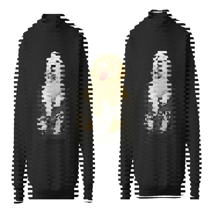 ゴールデンレトリバー ポケットに入った子犬 スウェットシャツ