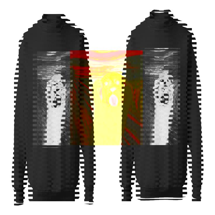 ゴールデンレトリバー 面白いtシャツ 犬 ムンクの叫び かわいい メンズ 子供 おもしろ 服 グッズ ネタ スウェットシャツ