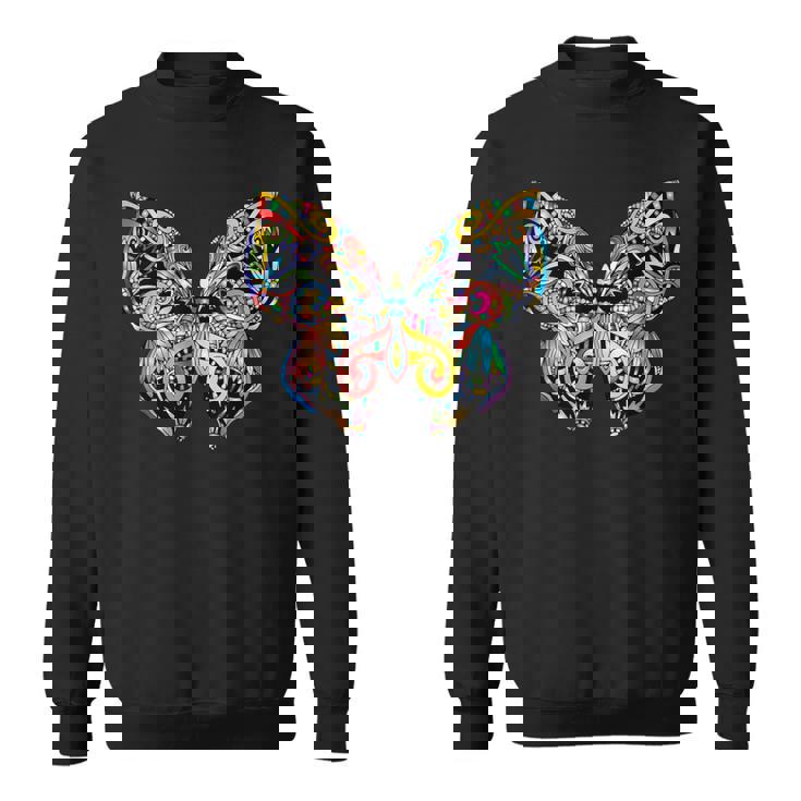 サイケデリック 蝶 神聖な曼荼羅デザイン チャクラ ラブアート スウェットシャツ