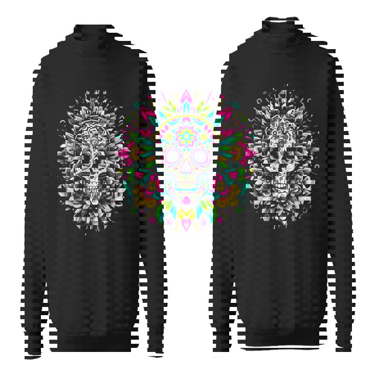 サイケデリックシュガースカルtシャツ 鮮やかでカラフルな死者の日 スウェットシャツ