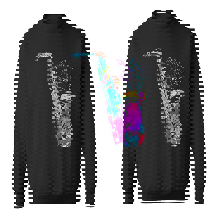 サクソフォン プレーヤー ジャズ 音符 サクソフォン カラフル サックス スウェットシャツ