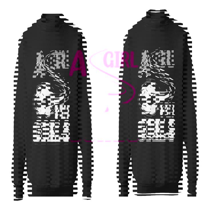 サッカーでゴールを決めた少女 スウェットシャツ