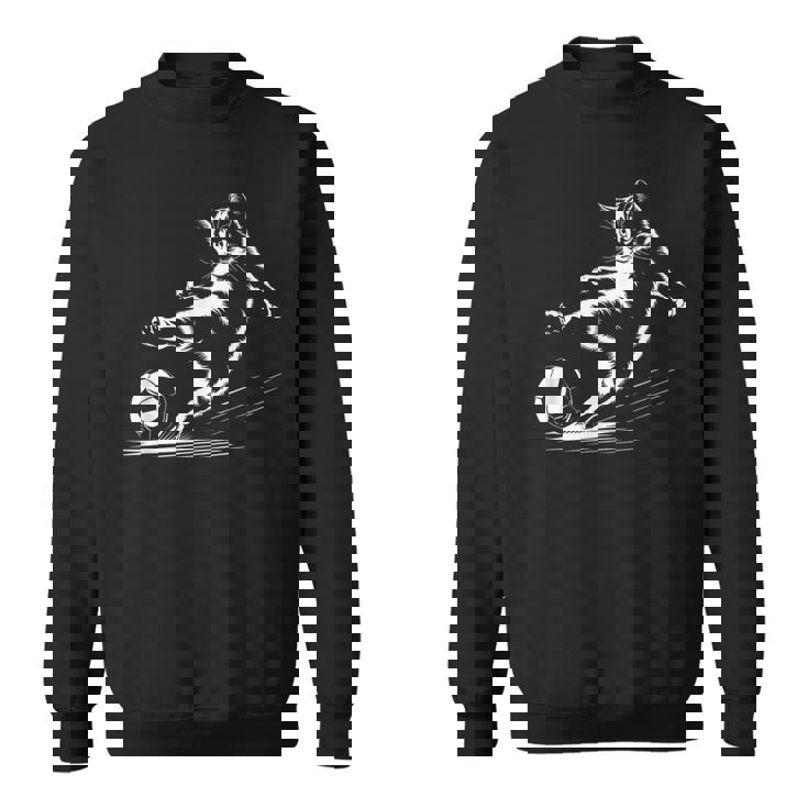 サッカーボール グラフィック 猫 スポーツ コスチューム ギフト スウェットシャツ