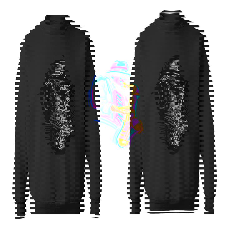 サックス奏者 ジャズ好きのためのカラフルなラインアート スウェットシャツ
