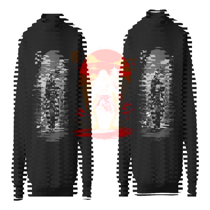 サムライビッグフット 日本のヴィンテージデザイン 面白い浮世絵アート スウェットシャツ