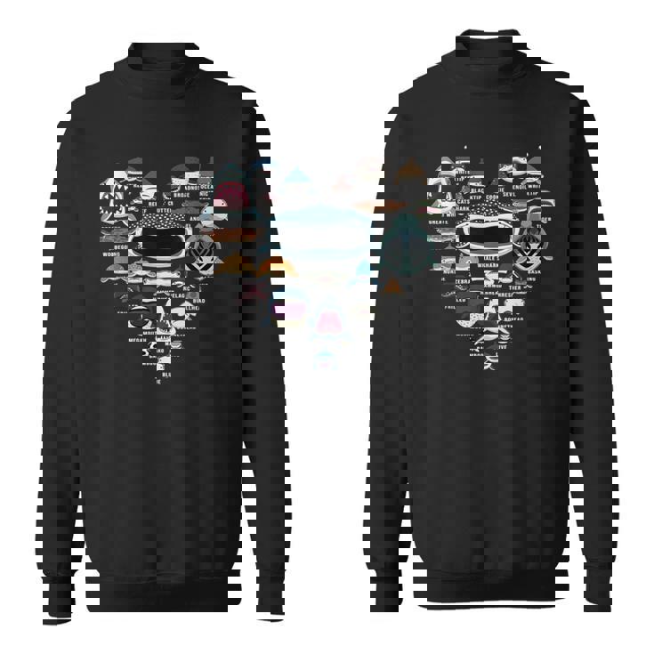 サメの識別の種類 サメの顔 シャークハート スウェットシャツ