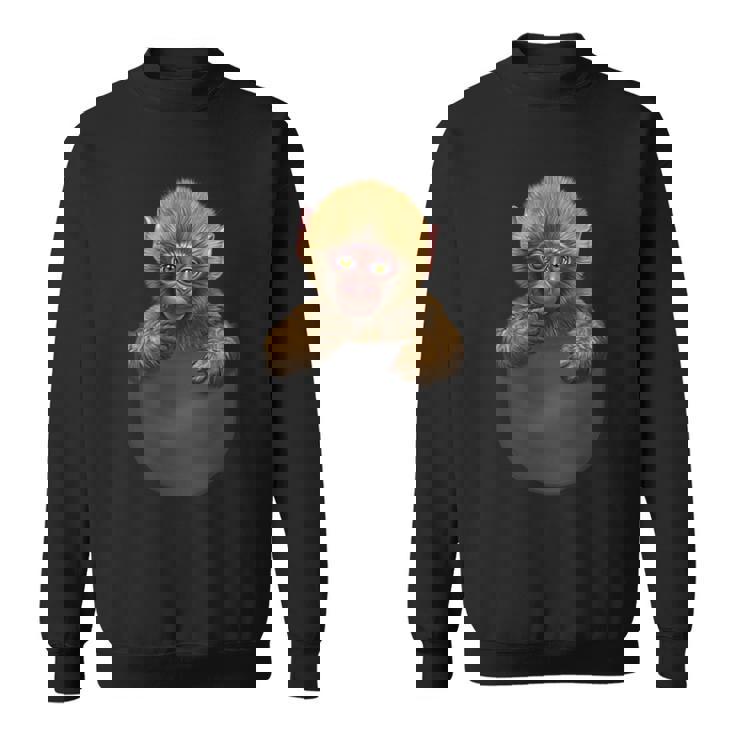 サル 猿 ニホンザル ポケット スウェットシャツ