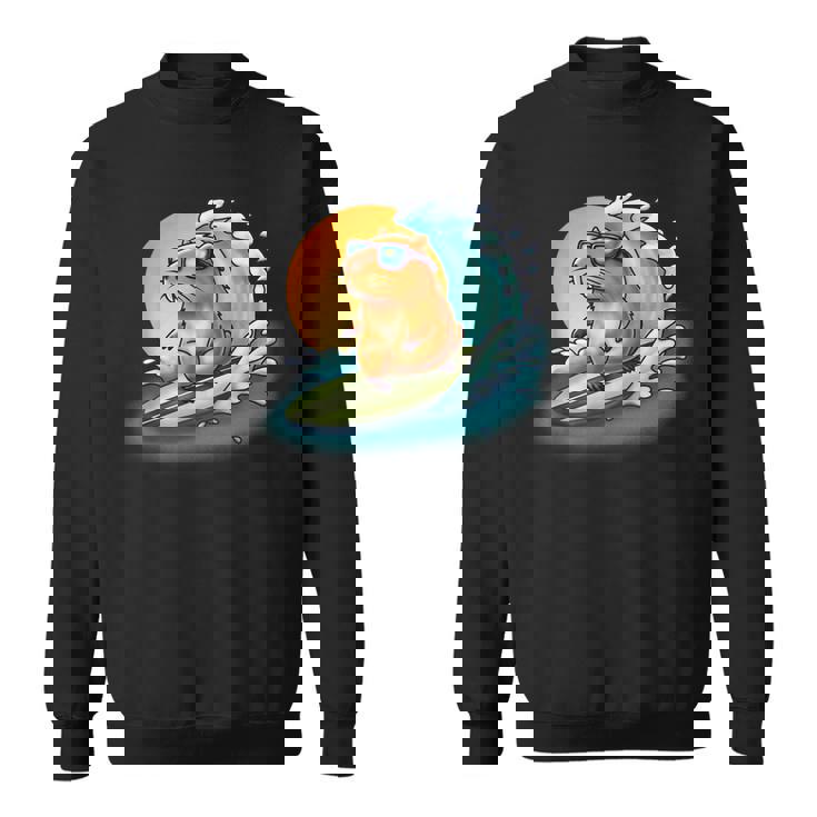 サングラスでサーフィンカピバラ スウェットシャツ