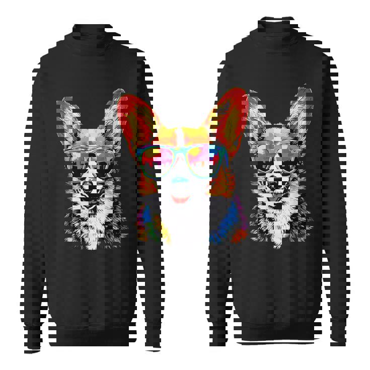 サングラスとコーギー ウェルシュ・コーギー犬 甘いウェルシュ・コーギー スウェットシャツ