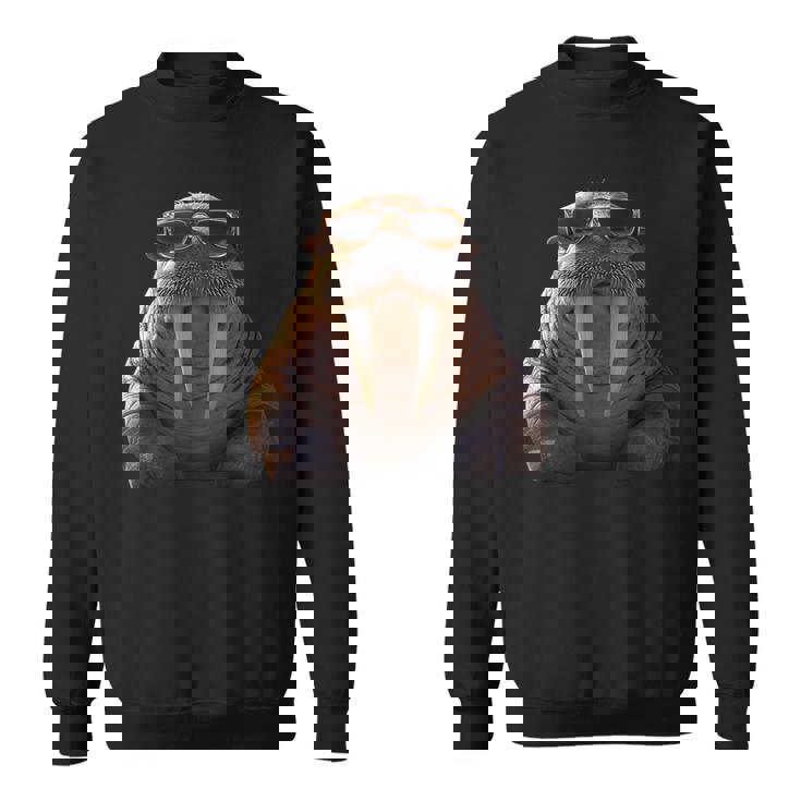 サングラスの牙を持つセイウチ アザラシ セイウチ スウェットシャツ