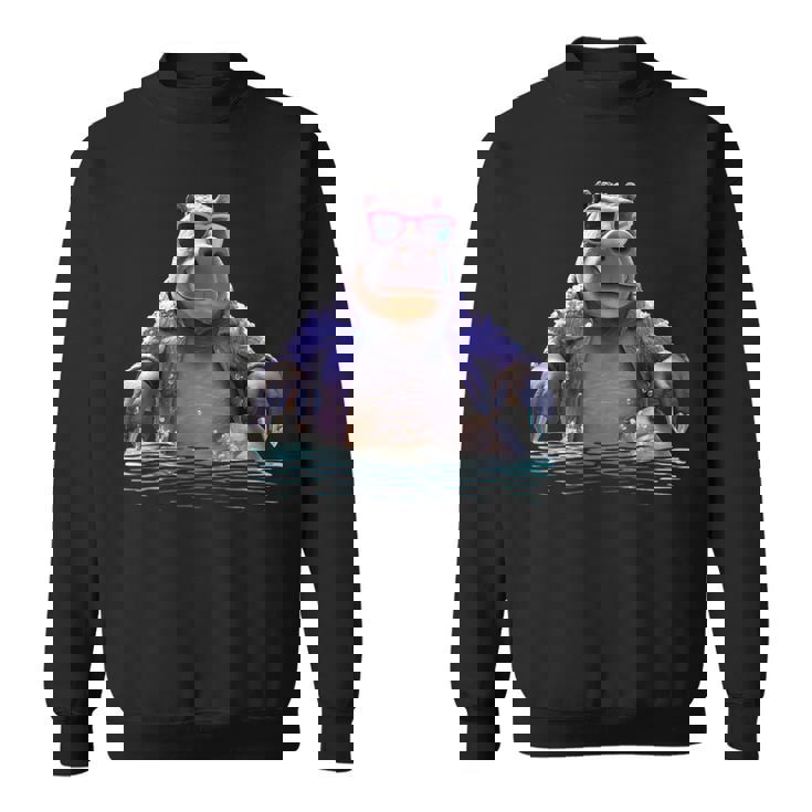 サングラスをかけたカバ カバ かわいいカバ スウェットシャツ