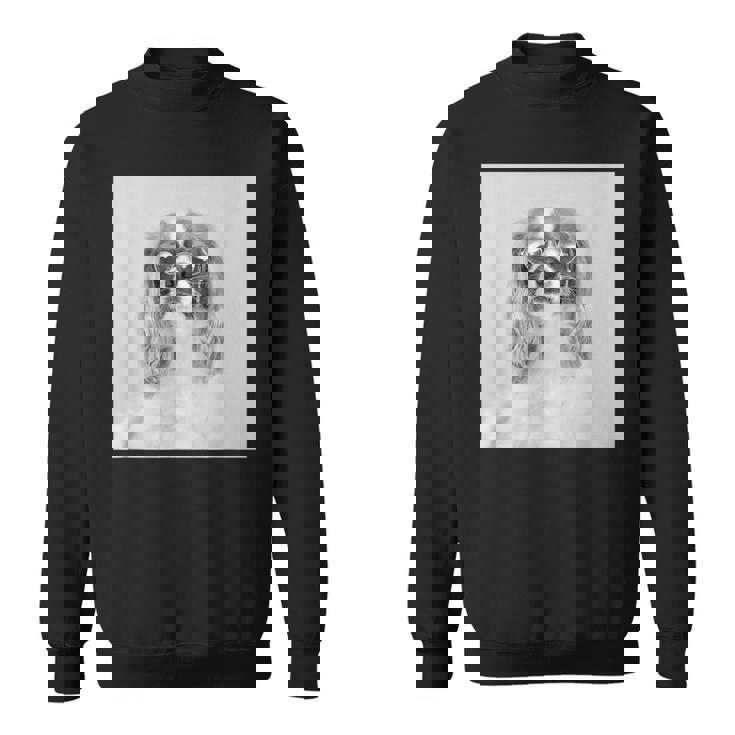 サングラスをかけたキャバリア スウェットシャツ