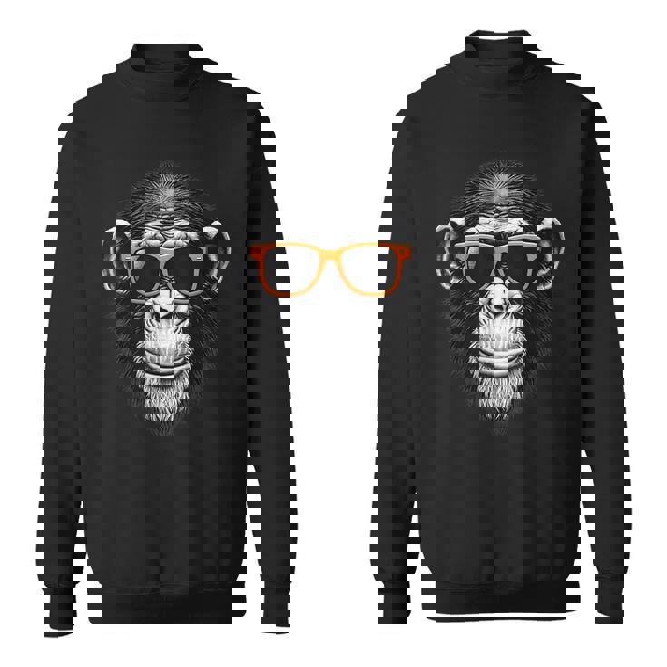 サングラスをかけたクールなチンパンジー猿グラフィックアート スウェットシャツ