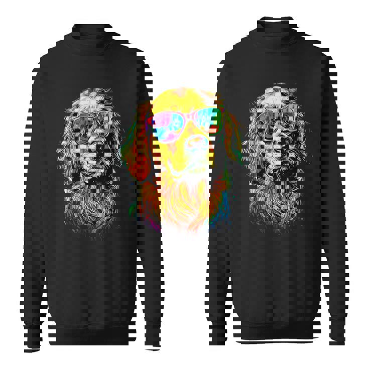 サングラスをかけたゴールデン・レトリーバー 犬が大好き スウェットシャツ