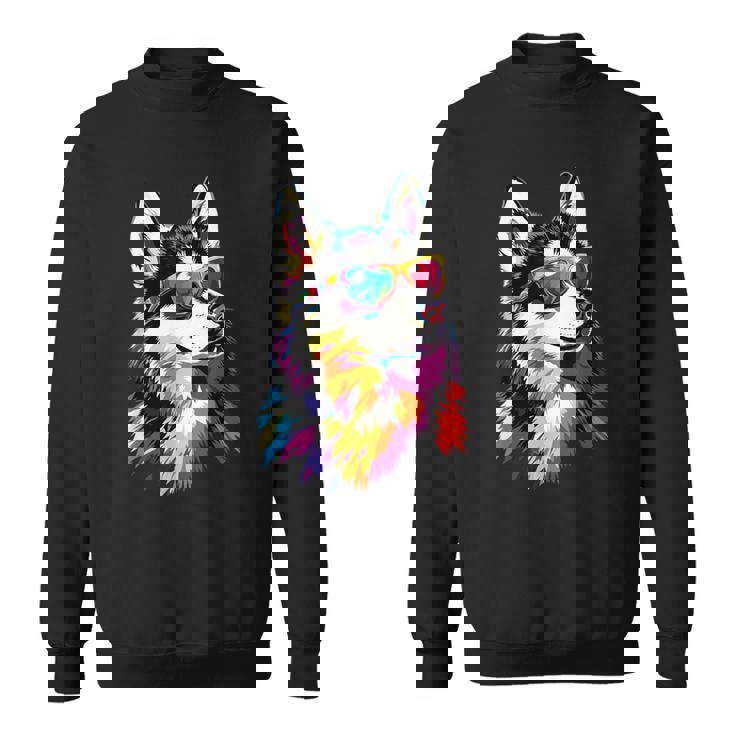 サングラスをかけたハスキー犬 私はシベリアンハスキーが大好きです。 スウェットシャツ