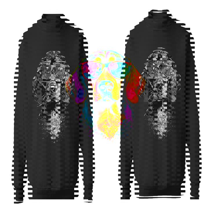 サングラスをかけたビーグル ビーグル子犬 かわいい イングリッシュビーグル スウェットシャツ