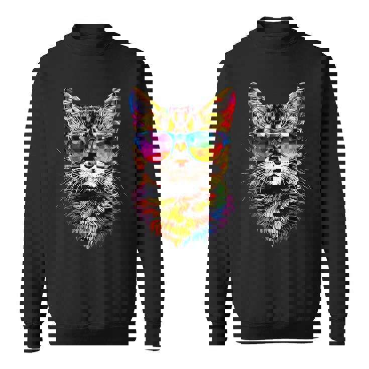 サングラスをかけたベンガル猫 レオパデット かわいいベンガル猫 スウェットシャツ