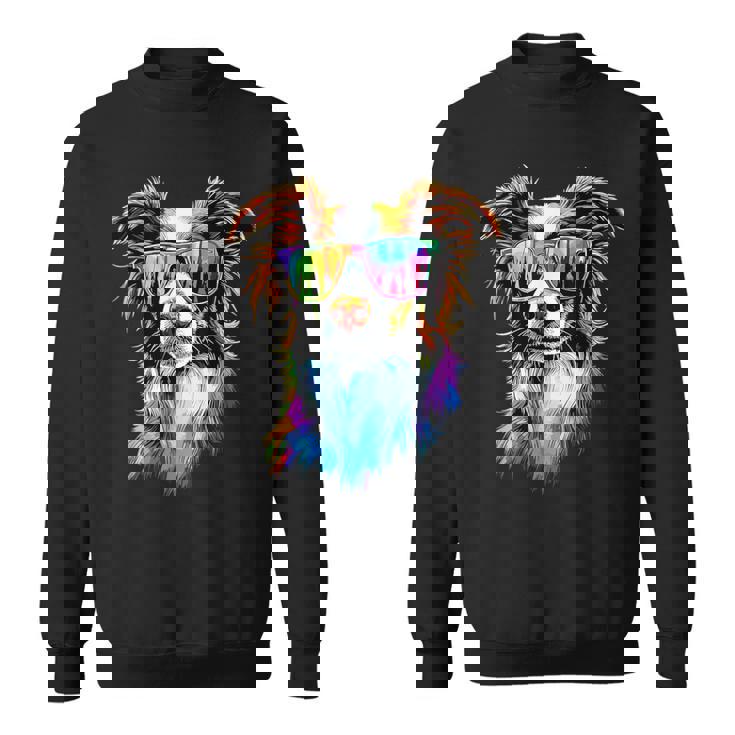 サングラスをかけたボーダーコリー 子犬 かわいいボーダーコリー スウェットシャツ