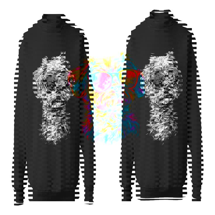 サングラスをかけたマルチーズ マルチーズ犬は甘いマルチーズが大好き スウェットシャツ