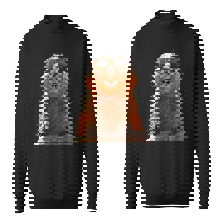 サングラスをかけたマーモット 齧歯類 地リス マーモット スウェットシャツ