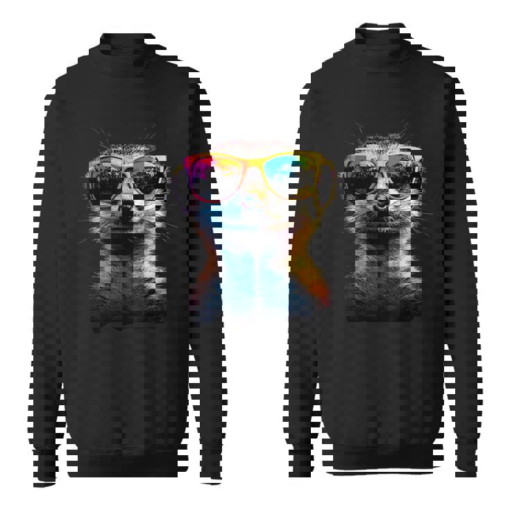 サングラスをかけたミーアキャット カラフルかわいいミーアキャット スウェットシャツ