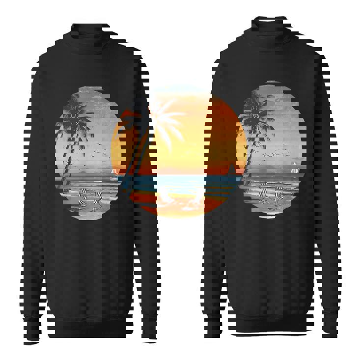 サンセット ビーチ ヤシの木 夏 バイブ レトロ トロピカル 夏 ビーチ スウェットシャツ