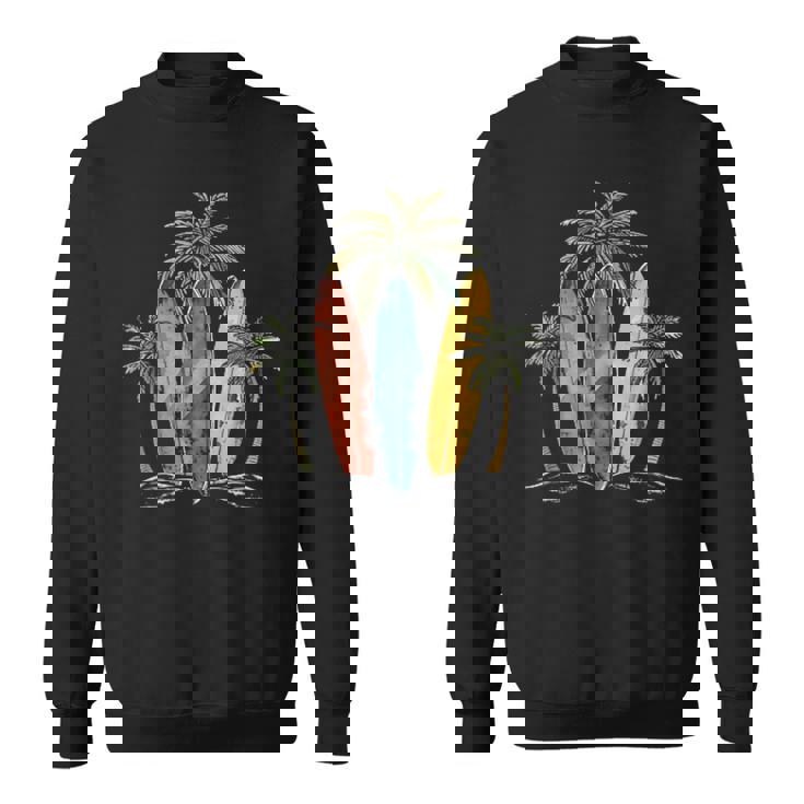 サーファー ヴィンテージ サーフボード ヤシの木 ビーチ サーフィン スウェットシャツ